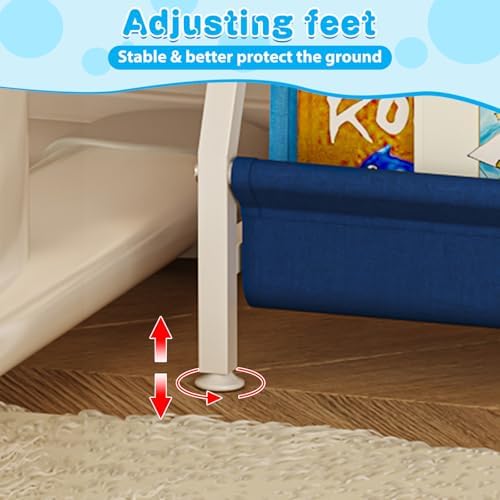 Aokitsink Kid Bookshelf for Kids Rooms, 4-Tier Blue Montessori Bookshelf,Toddler Children Bookshelf,Metal Kid's Book Storage Organizer for Boys Room Furniture Playroom Kindergarten - Image 6