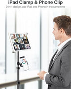 elitehood iPad Tripod Stand, Aluminum Alloy iPad Stand, 360 Rotation Adjustable Height iPad Stand Holder for Floor, Universal Compatible with All 7.9-11 Inch Tablet - Image 2