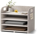 Fluxynara 4-Tier Felt File Organizer with Carry Handles, Oatmeal by FLUXYNARA