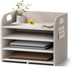 Fluxynara 4-Tier Felt File Organizer with Carry Handles, Oatmeal by FLUXYNARA