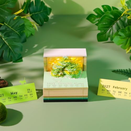 2027 3D Paper Carving Desk Calendar With LED Light - Image 2