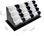 Vevitts Business Card Holder, Acrylic Business Card Display, Clear Desktop Business Card Stand for Exhibition, Home & Office Black 4 Tiers 12 Slots - Image 2