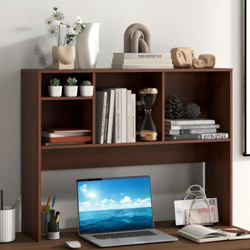 Desktop Bookshelf, 3-Tier Wood Countertop Bookcase w/ 5 Cubbies by SILKYDRY
