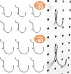 100PCS Dual Locking Pegboard Hooks Set, 50pcs 1" & 50pcs 1.5" Heavy Duty Galvanized Iron Pegboard Hooks, Fits 1/8” & 1/4” Pegboards for Garage Tool Storage Workshop Organization - Image 2