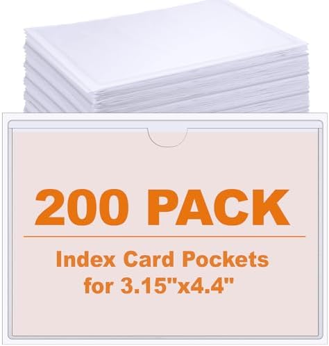 Outus 200 Pack 4.4 x 3.15 Inch Self Adhesive Label Pockets Bin Labels by Outus