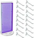 Azar Displays 700508-PUR-4C16 8-Inch W by 20-Inch H Revolving Black Pegboard Counter Display with 16-Pack of 4 inch Locking Hooks, Purple by AzarDisplays