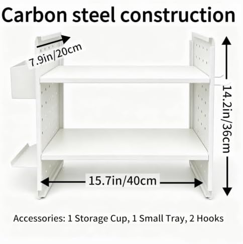 Desktop Shelf Organizer,White Desk Shelf for Dormitory Office - Image 2