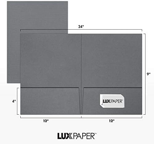 LUXPaper 9" x 12" Presentation Folders | Two Pocket | Front Cover Card Slits (Lower Right) | Sterling Gray Linen | 100lb. Cover | 100 Qty - Image 3