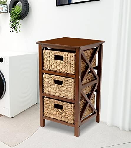 eHemco 3 Tier X-Side End Storage Cabinet, Walnut - Image 2