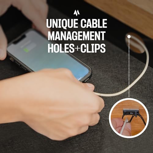 Under Desk Drawer Slide Out Attachment - Carbon Steel Undermount Table Drawer with Cable Management, Pull Out Add-On Storage for Office & Standing Desks (21.5" x 14" x 2.8") - Image 5