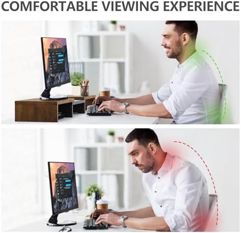 TAVR Dual Monitor Stand Riser, Wooden Computer Monitor Stand for 2 Monitors - Image 5