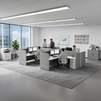 Modular Office Cubicle Workstation System with Privacy Panels, 59" x 59" L-Shaped Desk, Built-in Power Access, Lockable Storage Cabinet, Expandable 2, 4, 6 Person Team Layout for Corporate Offices - Image 4
