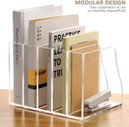 YUXUN Clear Acrylic Vertical File Organizer for Desk, 5 Compartments - Image 2