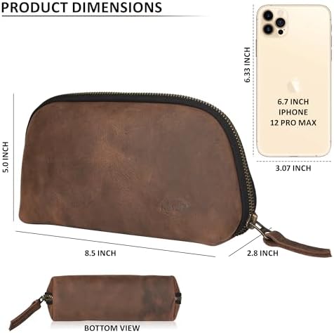 Leather Tech Pouch for Cables Chargers Phone | Tech Bag | Zipper Travel Accessory Pouch | Electronic Organizer Case Travel Bag (Vintage Dark Brown) - Image 5