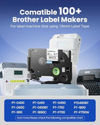 Colorty 18mm 0.7" Laminated White Tape Replacement for Brother TZe-241 - Image 2