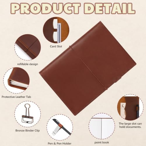 Eaasty Leather A5 Travelers Journal Notebook Cover, Russet - Image 3