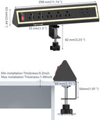Desk Clamp Power Strip with Nightlight, 40W Fast Charging, 10FT Extension Cord, 4x20W USB-C & 2 USB Ports, 5 AC Outlets, Fits 1.69-Inch Table Edges - Image 7