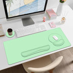 4 PCS Mouse Pad Desk Mat Protector, Keyboard Wrist Rest + Comfortable Mouse Pad with Wrist Rest +Coaster, Large Gaming Mousepad for Computer Laptop, 35.4"X 15.7" Deskpad for Office Home I Light Green - Image 3