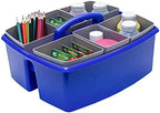 Storex Large Classroom Craft Caddy with Cups, 13 x 11 x 6.575 Inches, Blue, Case of 2 (00985A02C) - Image 6