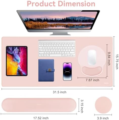 MOSISO Wrist Rest for Mouse Pad Set, Large Gaming Deskpad, Baby Pink - Image 2
