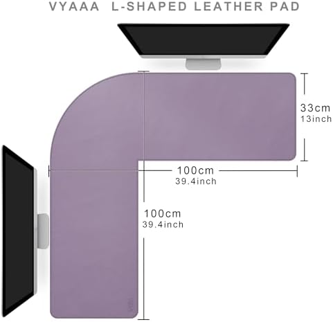 Vyaaa L Shaped Desk Mat Mouse pad, (39"+ 39") x 13" Corner Desk Mat, Purple - Image 2