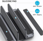 YICOSUN 3-Slot Aluminum Vertical Laptop Stand for Desk - Adjustable Width Dock for MacBook, Surface, Samsung, HP, Dell up to 17.3 inches - Space-Saving & Protective Design - Gray - Image 3