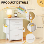 3-Drawer Mobile File Cabinet with 22" Wide Printer Stand, Fabric Under Desk Filing Cabinet with Side Bag & Headphone Hook, Fits Letter/A4 Size Hanging File Folders, Rolling Home Office Organizer,White - Image 4