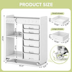 Rolling Craft Cart with 6 Drawers, Pegboard and Locking Wheels White - Image 3
