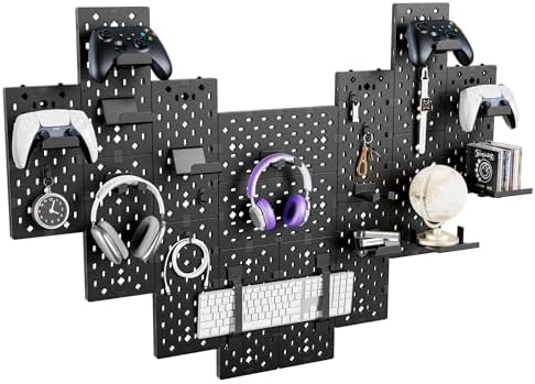 PEGZONE Controller and Headphone Holder Wall Mount, 14pcs, Black by Pegzone