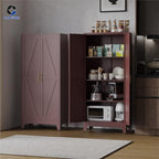 COFaR Metal Storage Cabinet with Shelves and Doors, 61in Tall, Walnut Red - Image 3