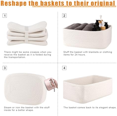 OIAHOMY 4 PACK 12L Storage Baskets for Organizing Storage Bins White - Image 7
