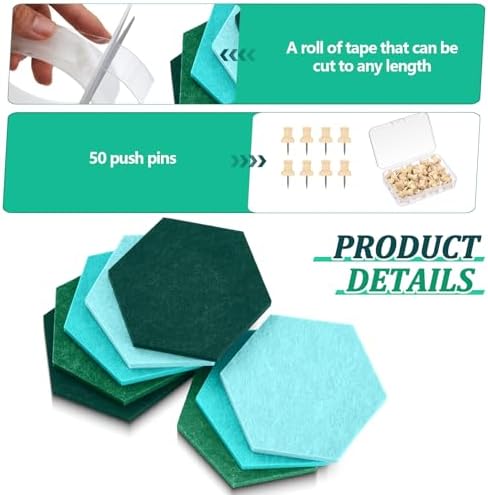 6.7 x 5.9 in 16 Pcs Hexagon Cork Board Tiles, Felt Pin Boards, Turquoise - Image 6