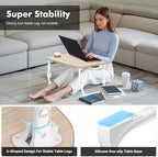 Lap Desk for Bed Adjustable Height, Foldable Bed Table with Storage Drawer, Tablet Slot & Cup Holder, Portable Laptop Stand for Bed & Sofa, Bed Desk for Adults & Kids, Glacier - Image 5
