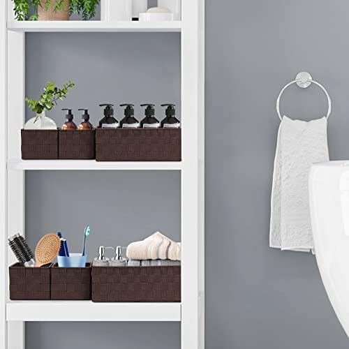 Posprica Woven Storage Baskets for Organizing 6 Pack, Large&Small Storage Cube Bins Set for Bathroom, Storage Boxes Container for Drawer, Closet, Shelf, Dresser, Brown - Image 3
