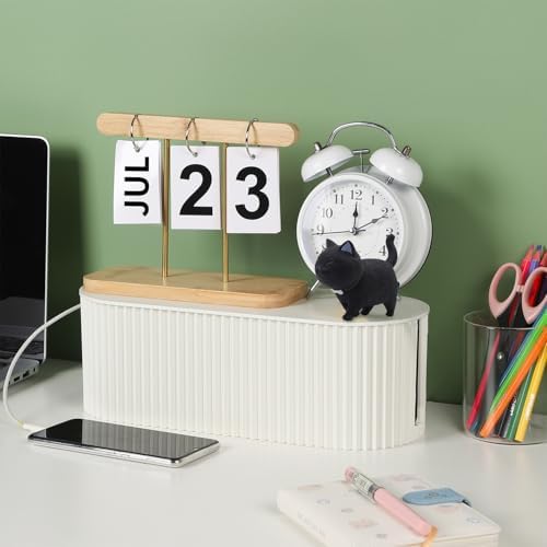 Large Cable Organizer Box for Power Strips, Surge Protectors, Chargers, TV Computer Wires - White - Image 5