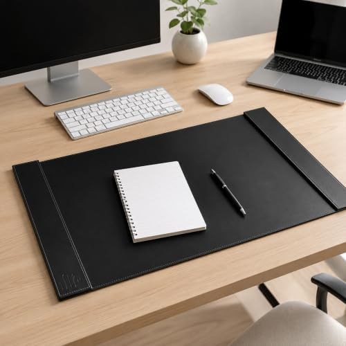 Leather Desk Pad with Side Rails, Paper Holder and Desk Protector,Ideal Ideal for Writing, organizing, and safeguarding desks at Home or Office in Style - Image 2