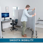 VIVO Freestanding 72 x 66 inch Privacy Panel, Mobile Cubicle Divider, x3 24 inch Wall Partitions, Gray, PP-3-T072G-M - Image 4