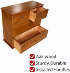 Wooden Drawers Oak Desk Organizer with Drawers，Brown - Image 5