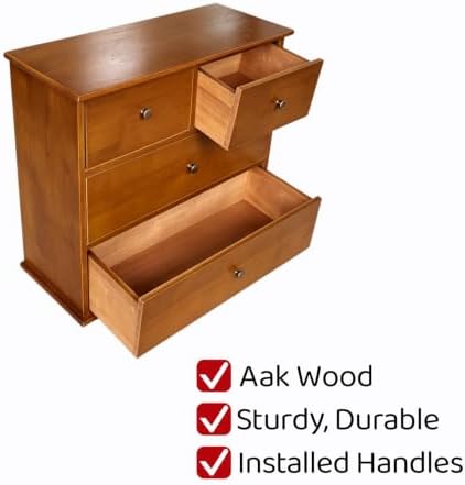 Wooden Drawers Oak Desk Organizer with Drawers，Brown - Image 5