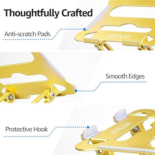 Urmust Adjustable Laptop Stand for Desk, 10-15.6“ Laptop Riser, Gold - Image 7