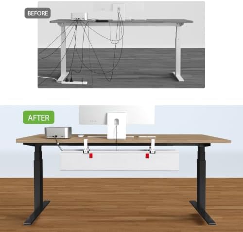KEEGH Large No Drill Under Desk Cable Management Tray 36 in, White - Image 6