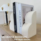 Bookends Decorative for Heavy Books - Aesthetic Boho Style, Cream White - Image 6