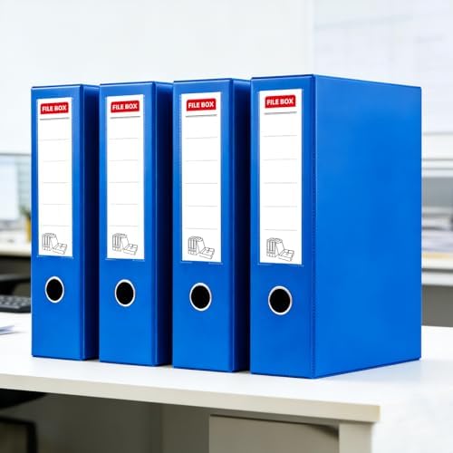 Storage File Boxes 4 Pack, Foldable File Box with Clip, 88mm Spine, Blue - Image 6
