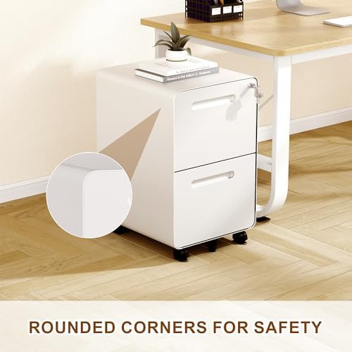 2 Drawer Mobile File Cabinet with Lock and 4 Keys - Image 4