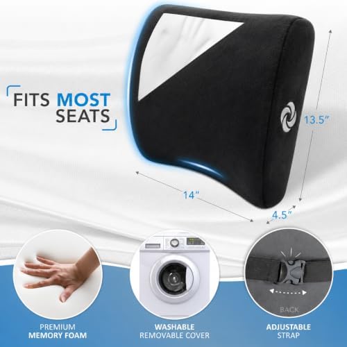 Samsonite Lumbar Support Pillow for Office Chair and Car Seat, Perfectly Balanced Memory Foam, Versatile Use Lower Back Cushion, Black Plush - Image 5