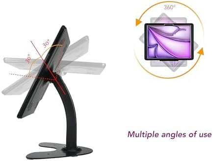 Desktop Anti-Theft Kiosk Stand Security POS Stand with Locking Enclosure for 13'' iPad Air (M2) 2024,Excluding 13'' iPad Pro (M4) 2024,360° Swivel(Black) - Image 3