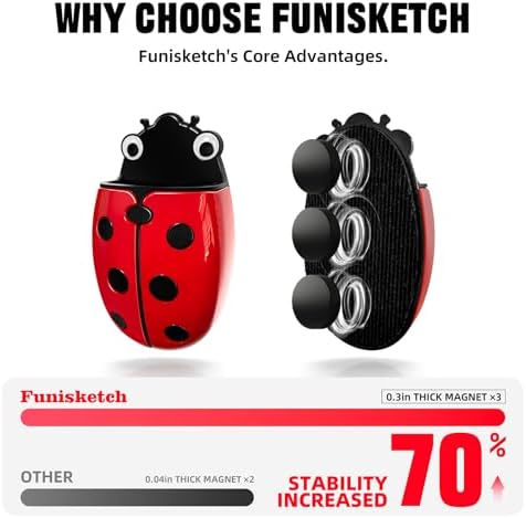 Magnetic Pen Holder for Fridge Whiteboard, 2-in-1 Magnetic Marker Holder Dry Erase Marker Whiteboard Eraser, Cute Ladybug Pencil Cup Desk Organizer for Classroom Office School Home (4-Pack) - Image 6