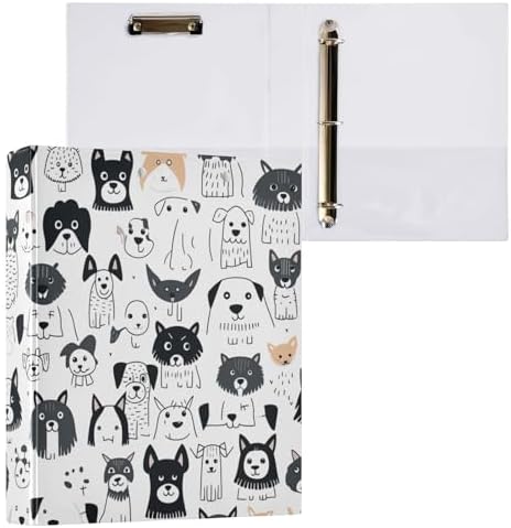 ALAZA Kawaii Puppy Print Dog 3 Ring Binder 1.5 Inch Three Ring Office Binders w/clipboard & 3 Pockets, Hold 200 Sheets, 1pc - Image 3