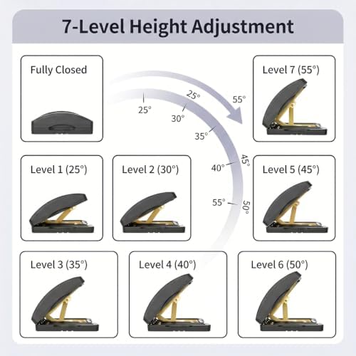 Foldable Foot Rest，Ergonomic Foot Rest Under Desk, 7-Level Foot Stool, Dual-Side Massage Surface, Under Desk Footrest for Office, Home, Car - Image 3