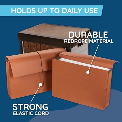 Blue Summit Supplies 10 Redrope Expanding File Wallets, Letter, 3.5" Brown - Image 4